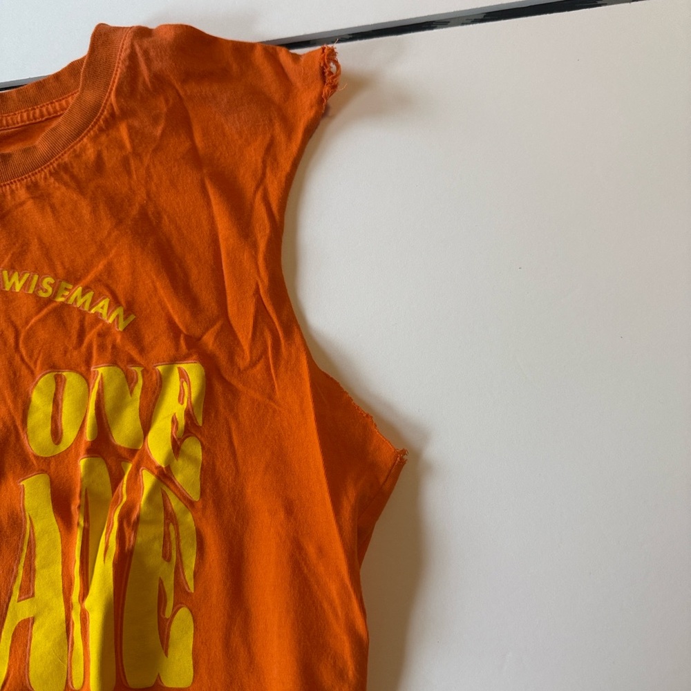 Dutch Bros Bright Orange Muscle Tee with‎ Yellow Print - Picture 4 of 6